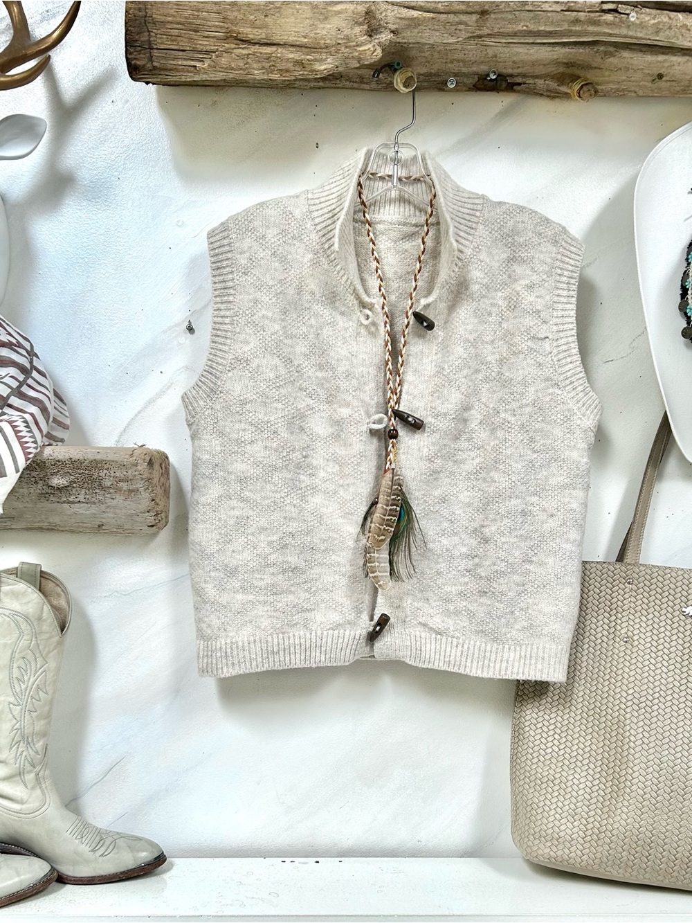 Cottagecore Wool boho vest w toggle buttons Country Farmhouse equestrian vibe